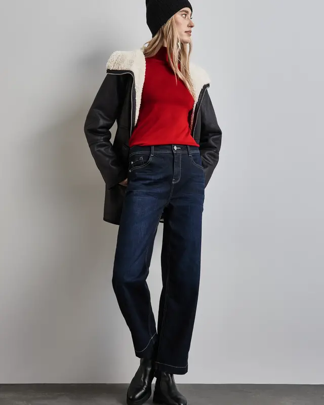 Street One Basic Trui met Rolkraag - Autumn Red