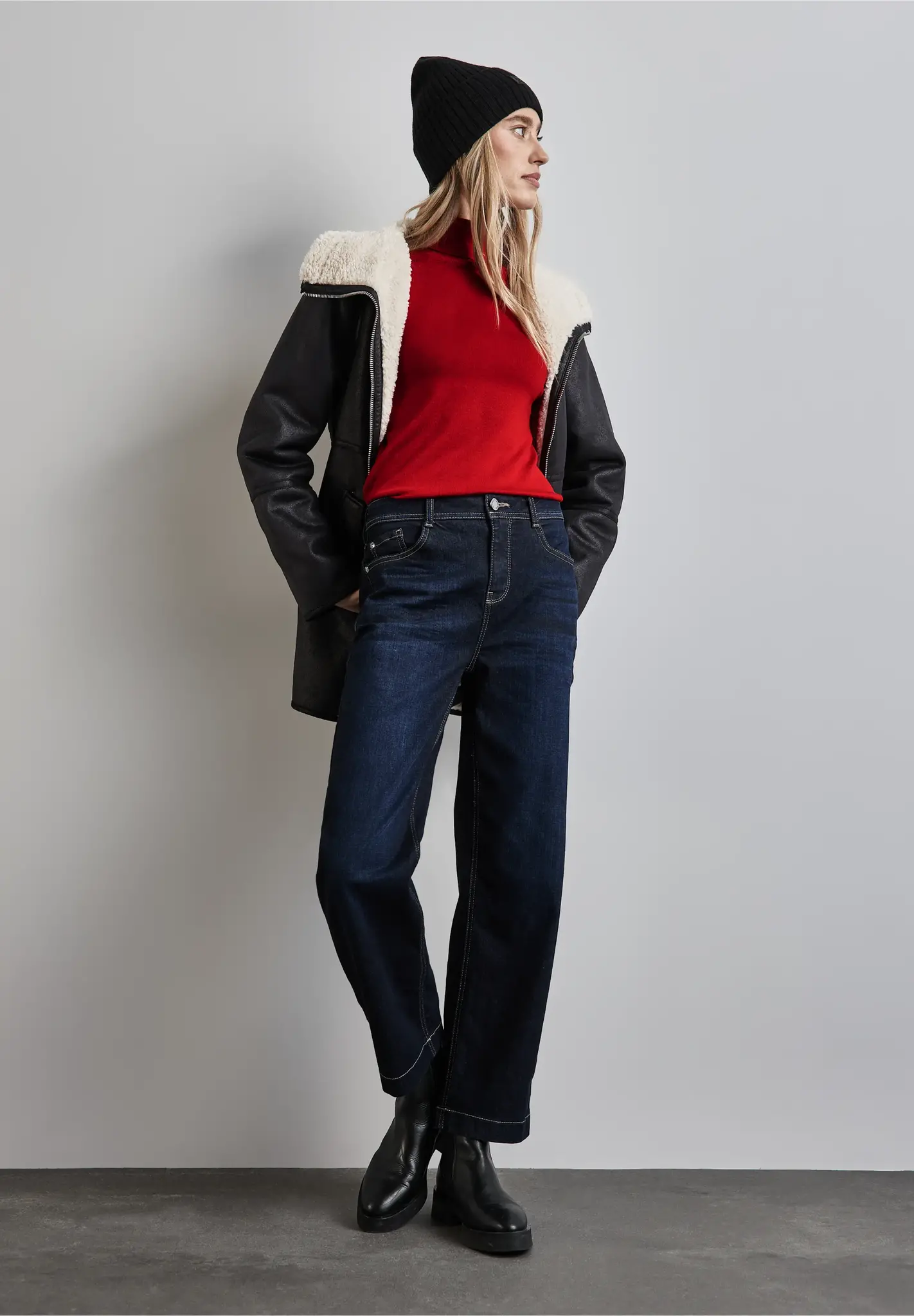 Street One Basic Trui met Rolkraag - Autumn Red