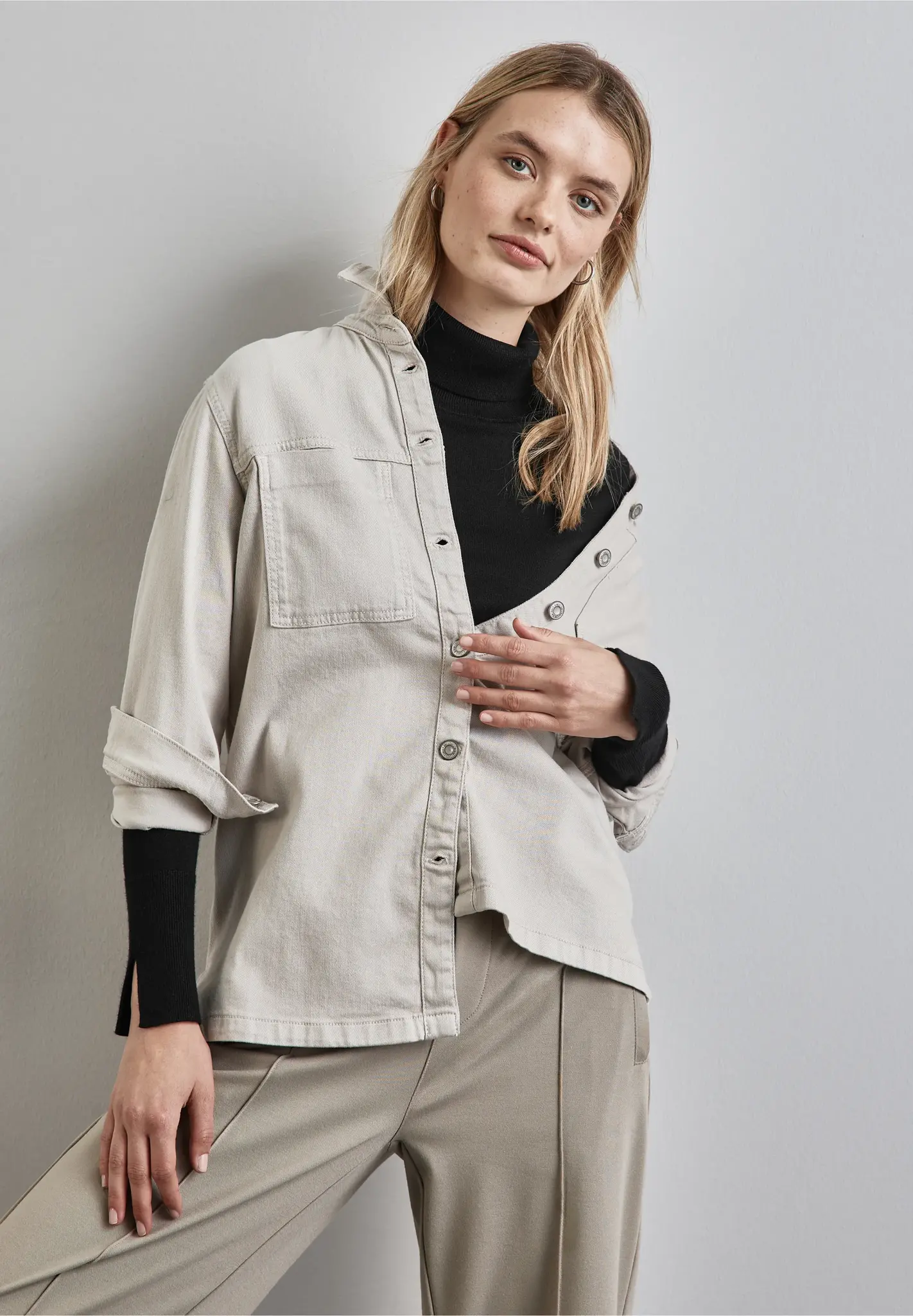 Street One Basic Trui met Rolkraag - Black