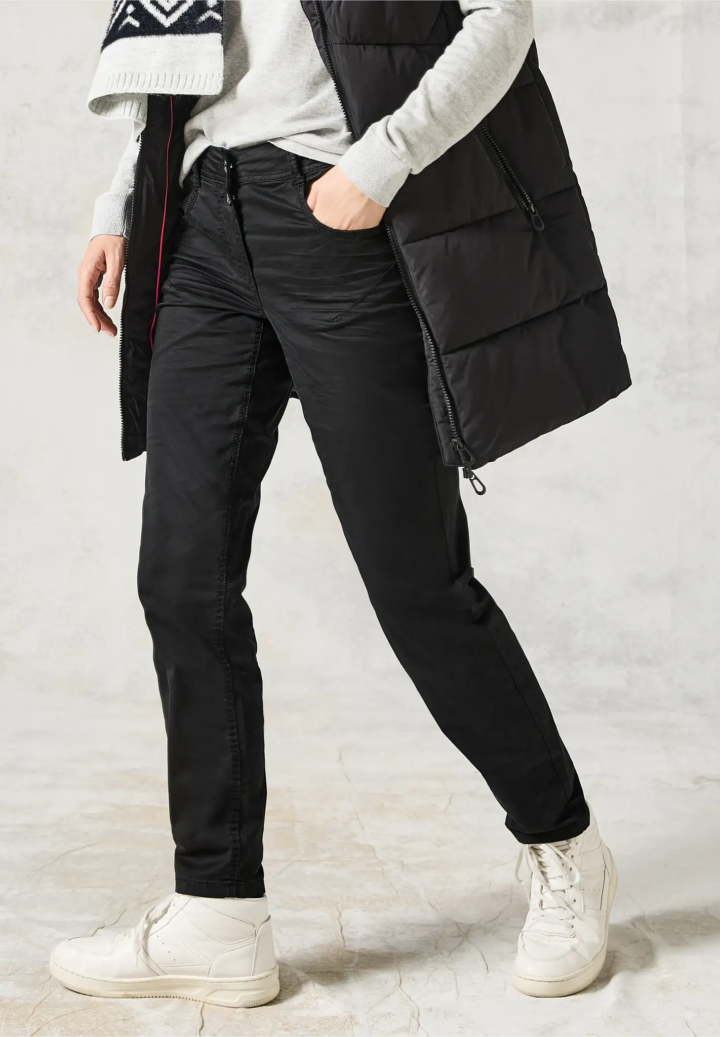 Cecil Casual Pants Scarlett - Deep Charcoal Grey