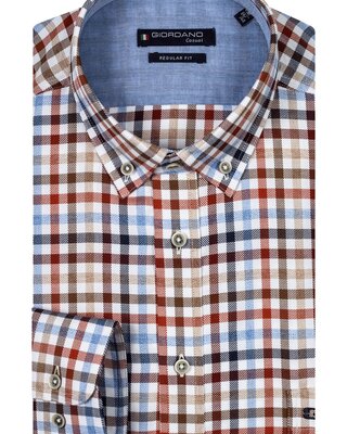 Giordano Button-Down Check Shirt - Red