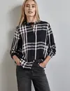 Street One Check Blouse with Fringes - Black