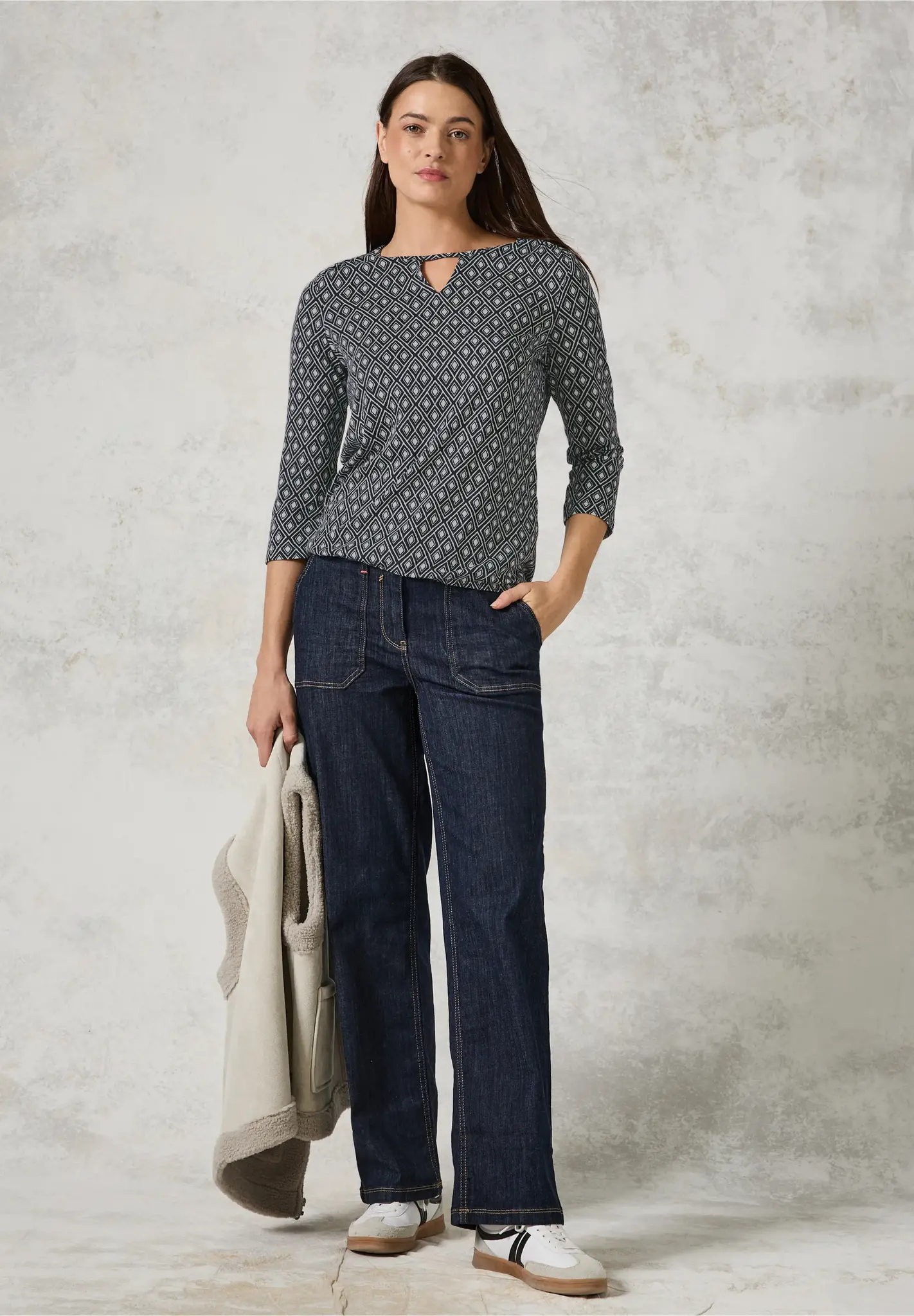 Cecil Shirt with Cut-Out - Deep Charcoal Grey