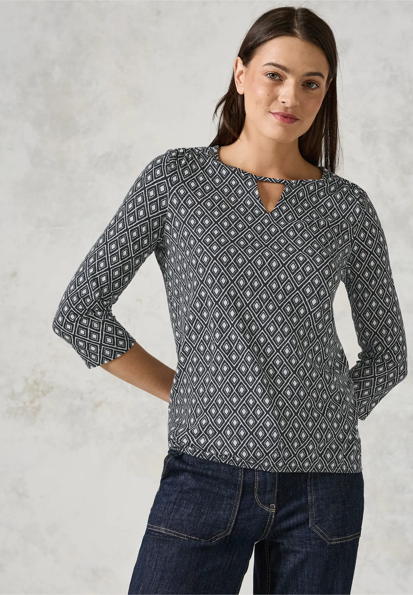 Cecil Shirt with Cut-Out - Deep Charcoal Grey