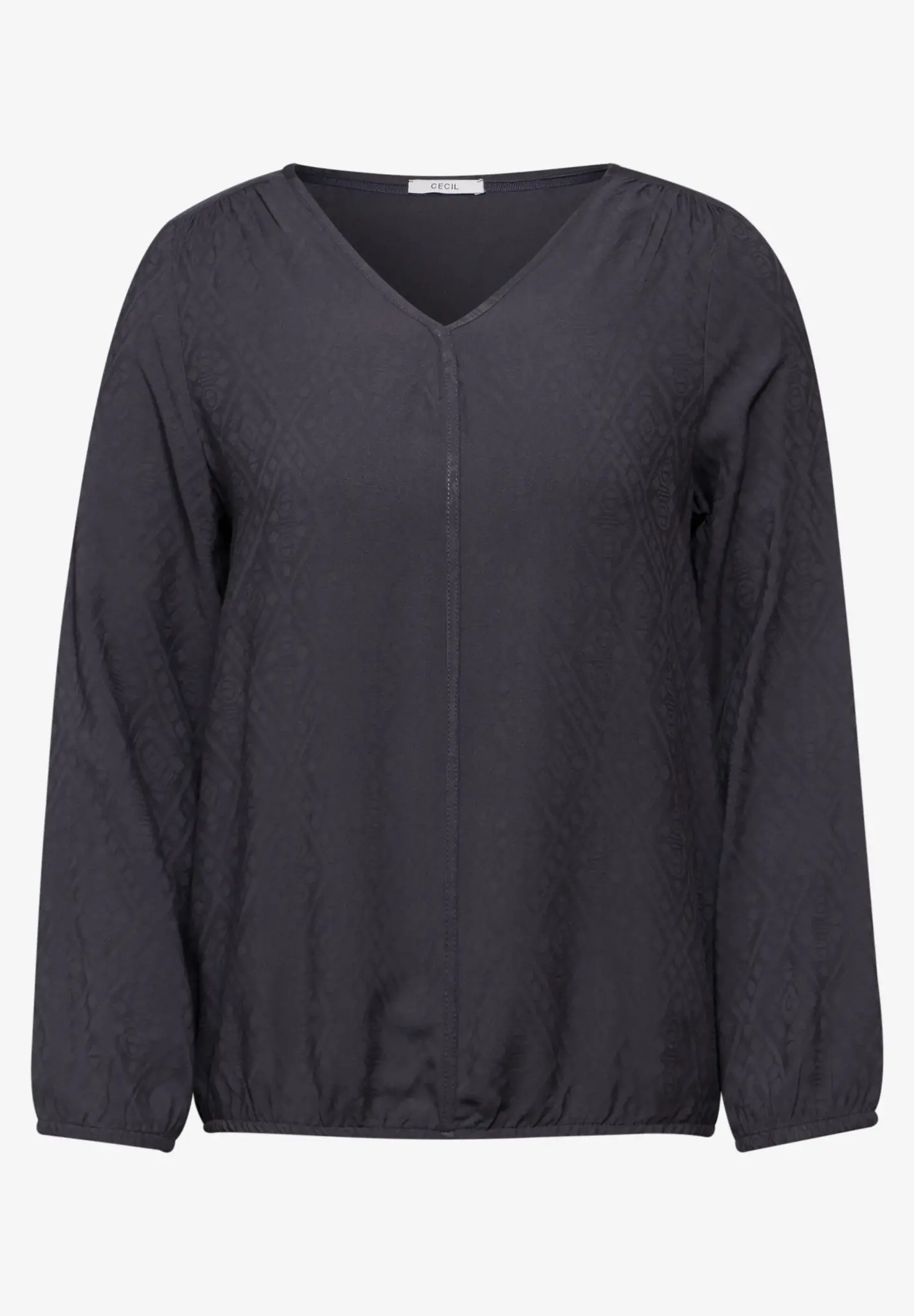Cecil Jacquard Blouse - Deep Charcoal Grey