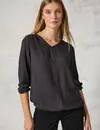 Cecil Jacquard Bluse - Deep Charcoal Grey