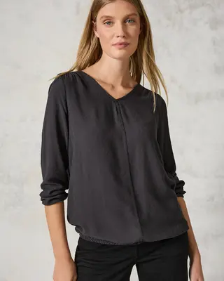 Cecil Jacquard Bluse - Deep Charcoal Grey