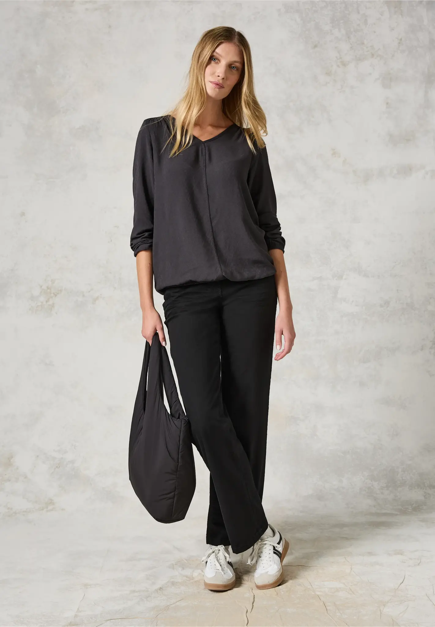 Cecil Jacquard Blouse - Deep Charcoal Grey
