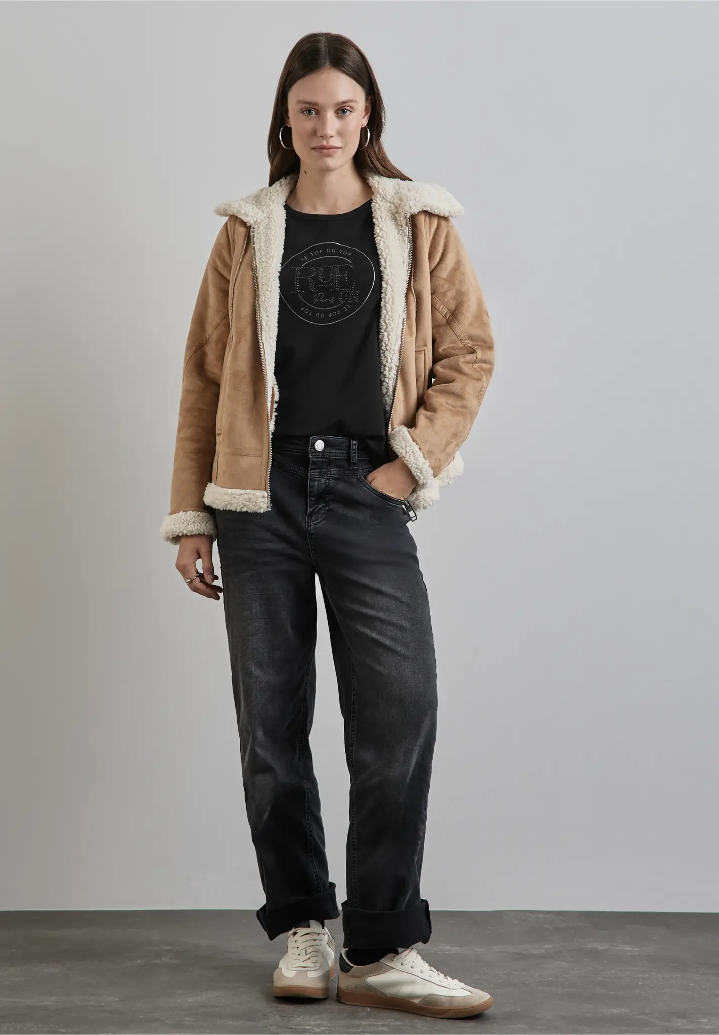 Street One T-Shirt with Artwork - Black