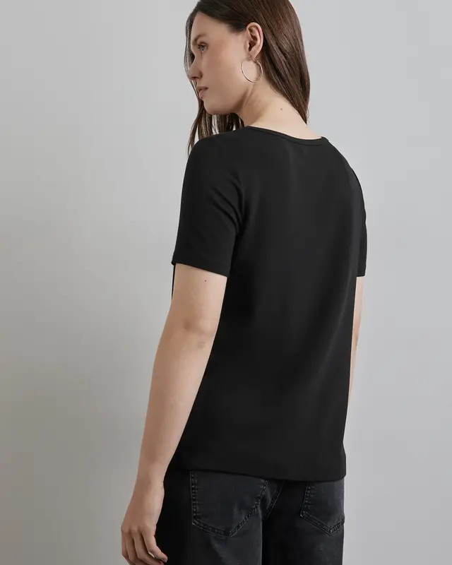 Street One T-Shirt with Artwork - Black