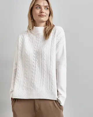 Street One Pullover mit Strickmuster - Cream White Melange