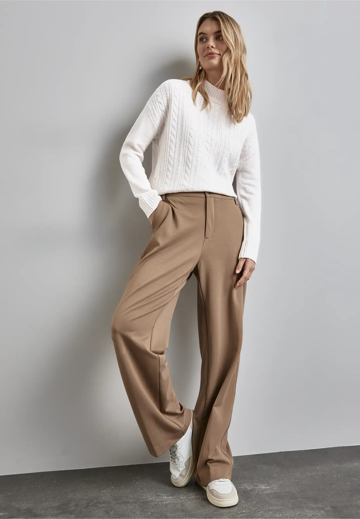 Street One Pullover mit Strickmuster - Cream White Melange