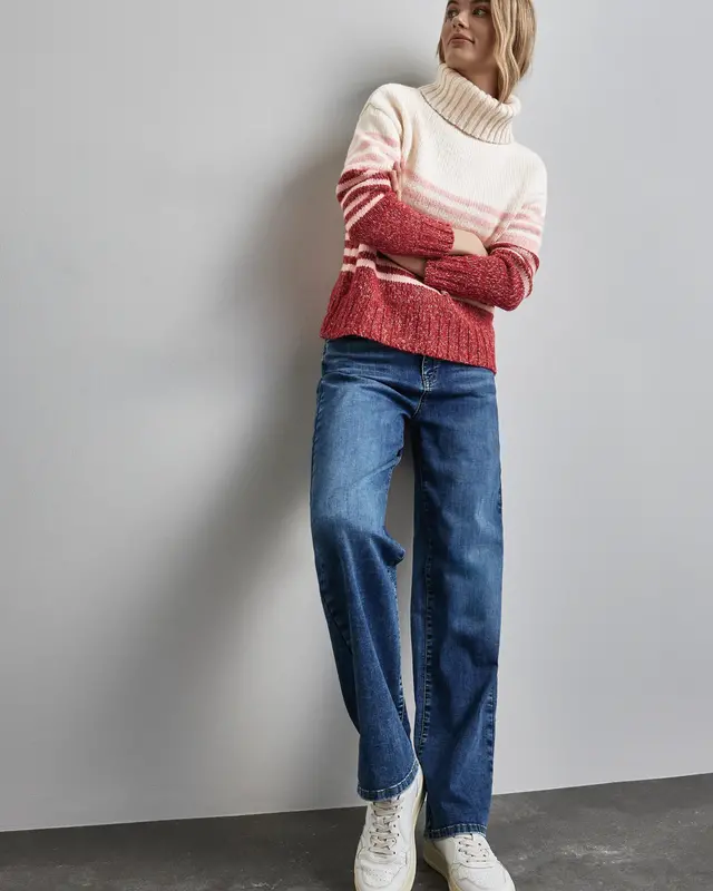 Street One Gestreepte Gebreide Trui - Petal Rose