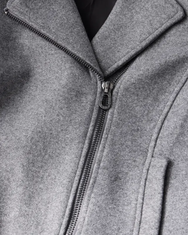 Cecil Bikerjacket in Wool Look - Platinum Grey Melange