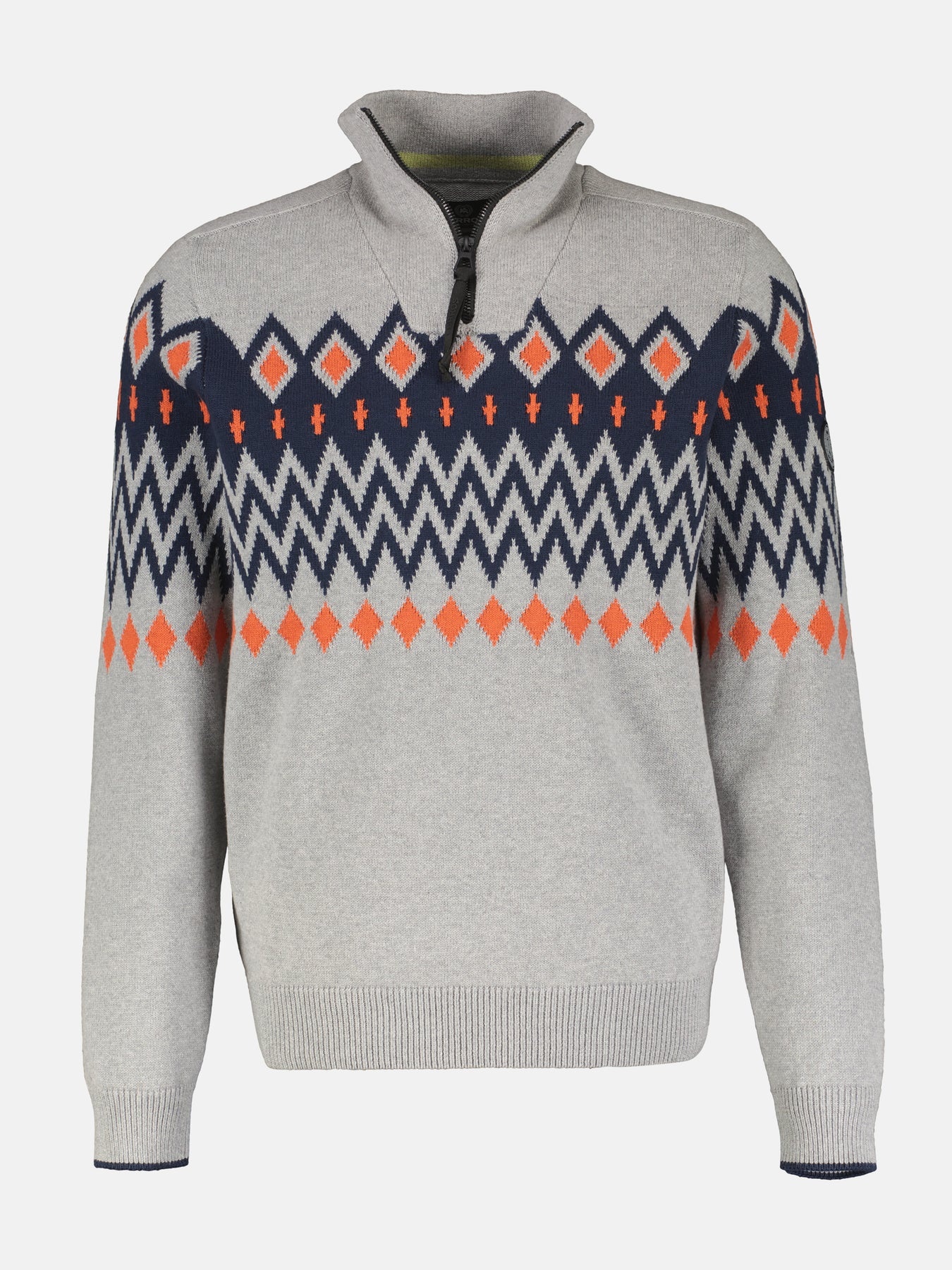 Lerros Troyer met Noorse Print - Platinum Grey Melange