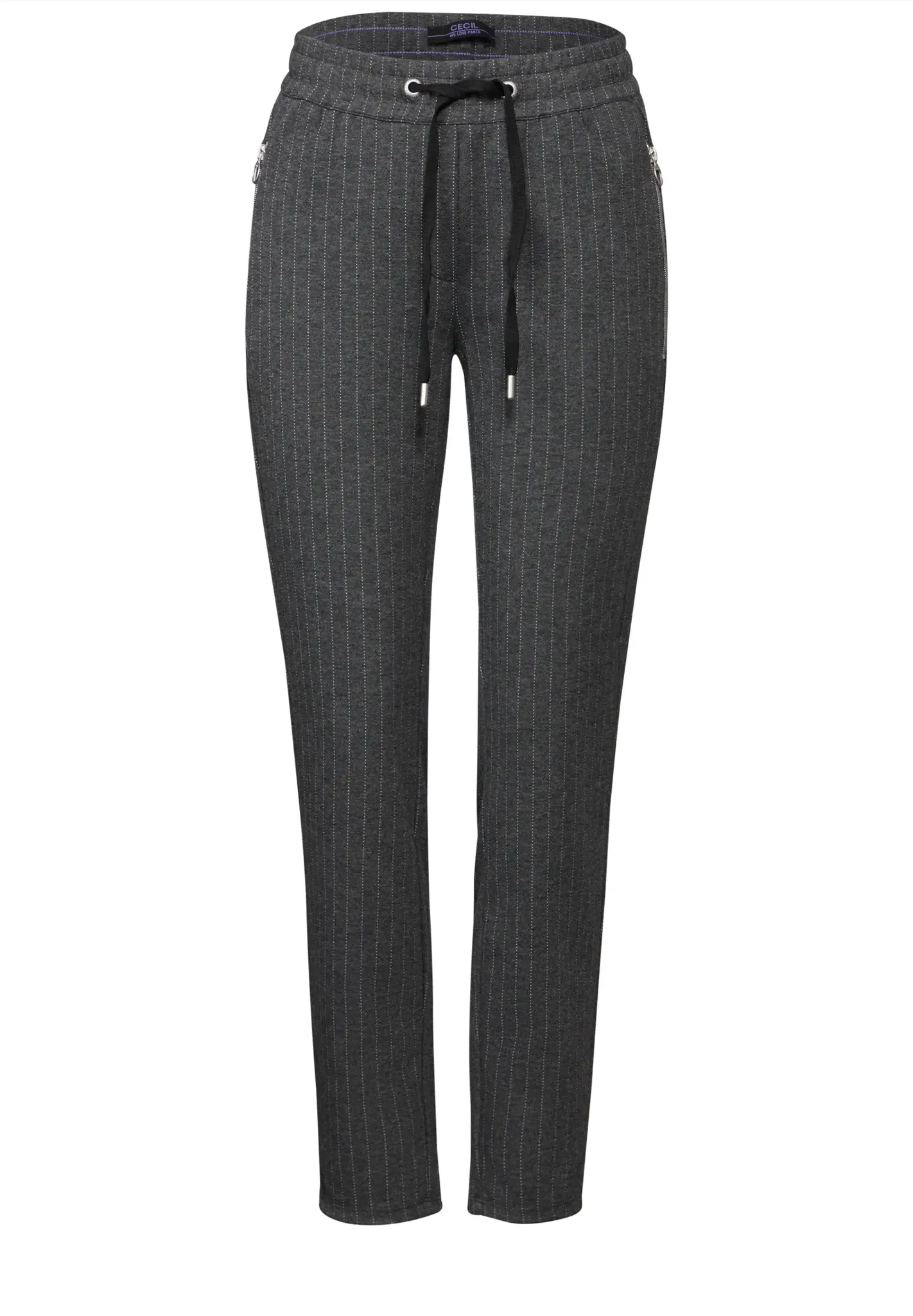 Cecil Hose im Nadelstreifen-Look Tracey - Dark Grey Melange
