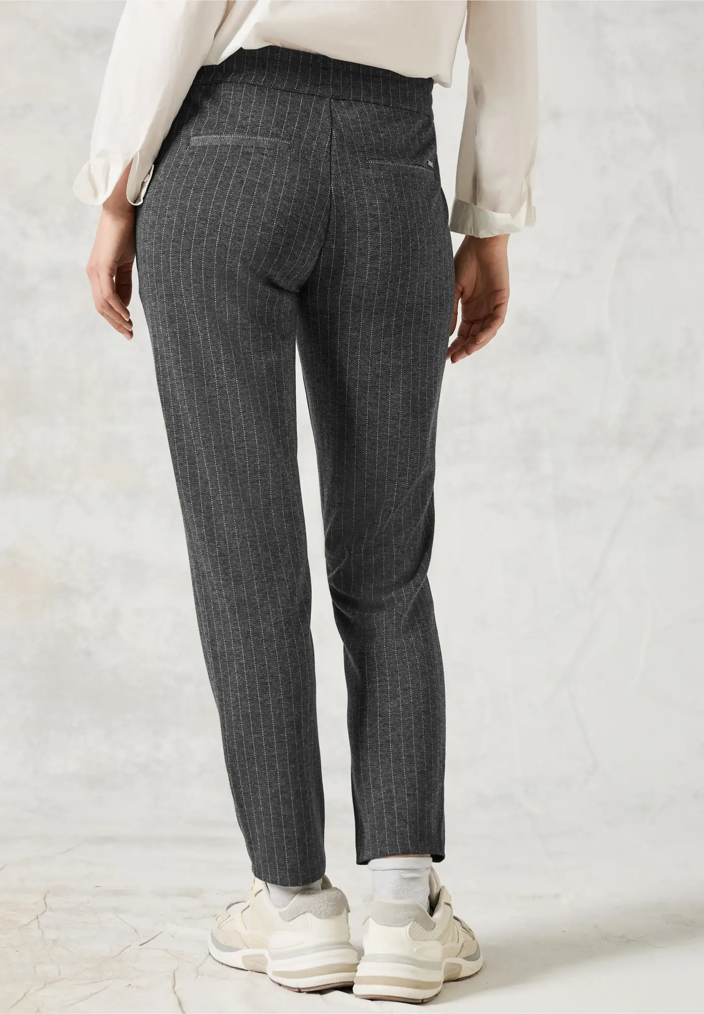 Cecil Hose im Nadelstreifen-Look Tracey - Dark Grey Melange