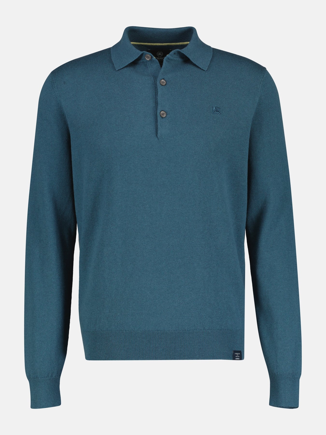 Lerros Longsleeve Knit Polo with Wool - Rich Blue
