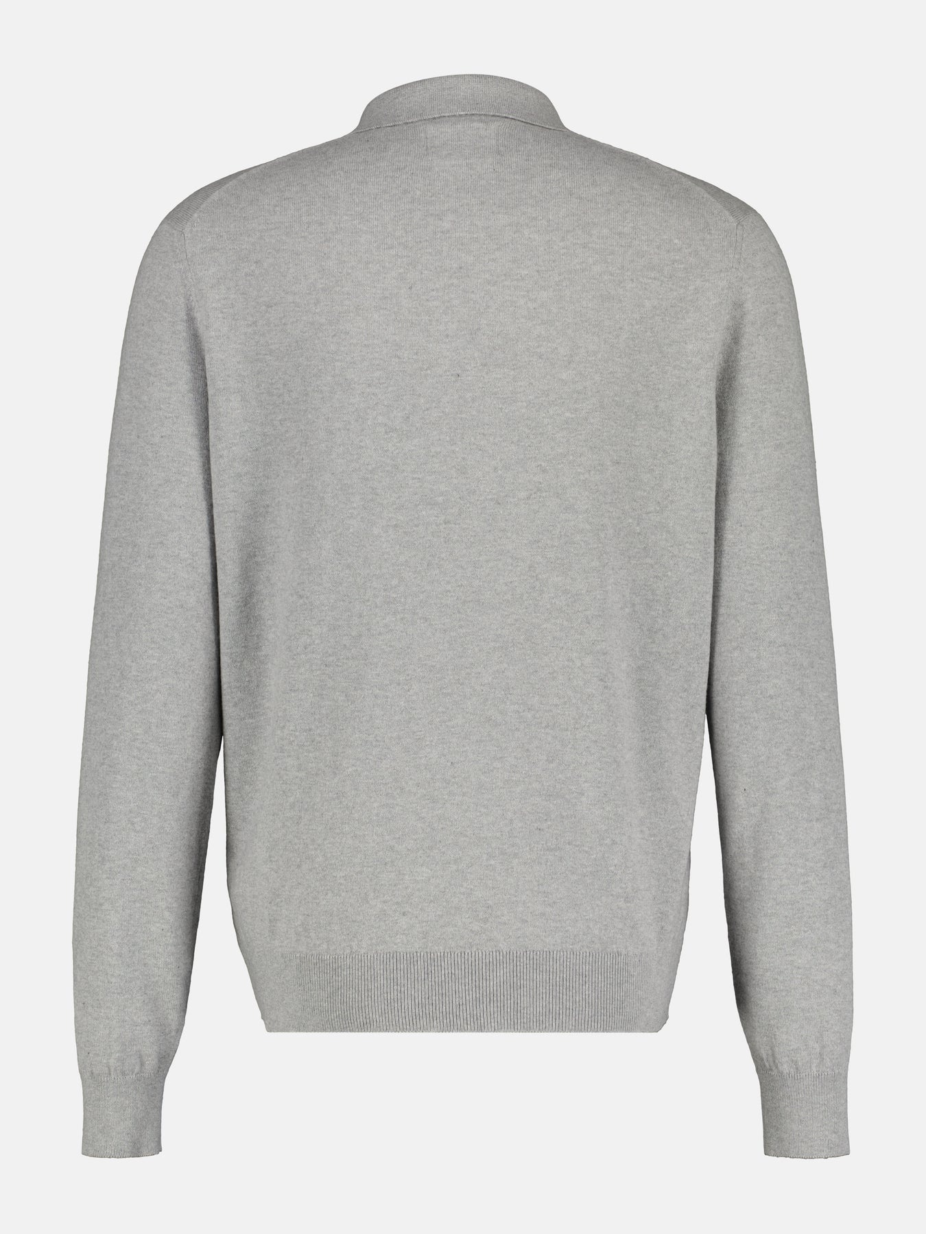 Lerros Longsleeve Knit Polo with Wool - Platinum Grey Melange
