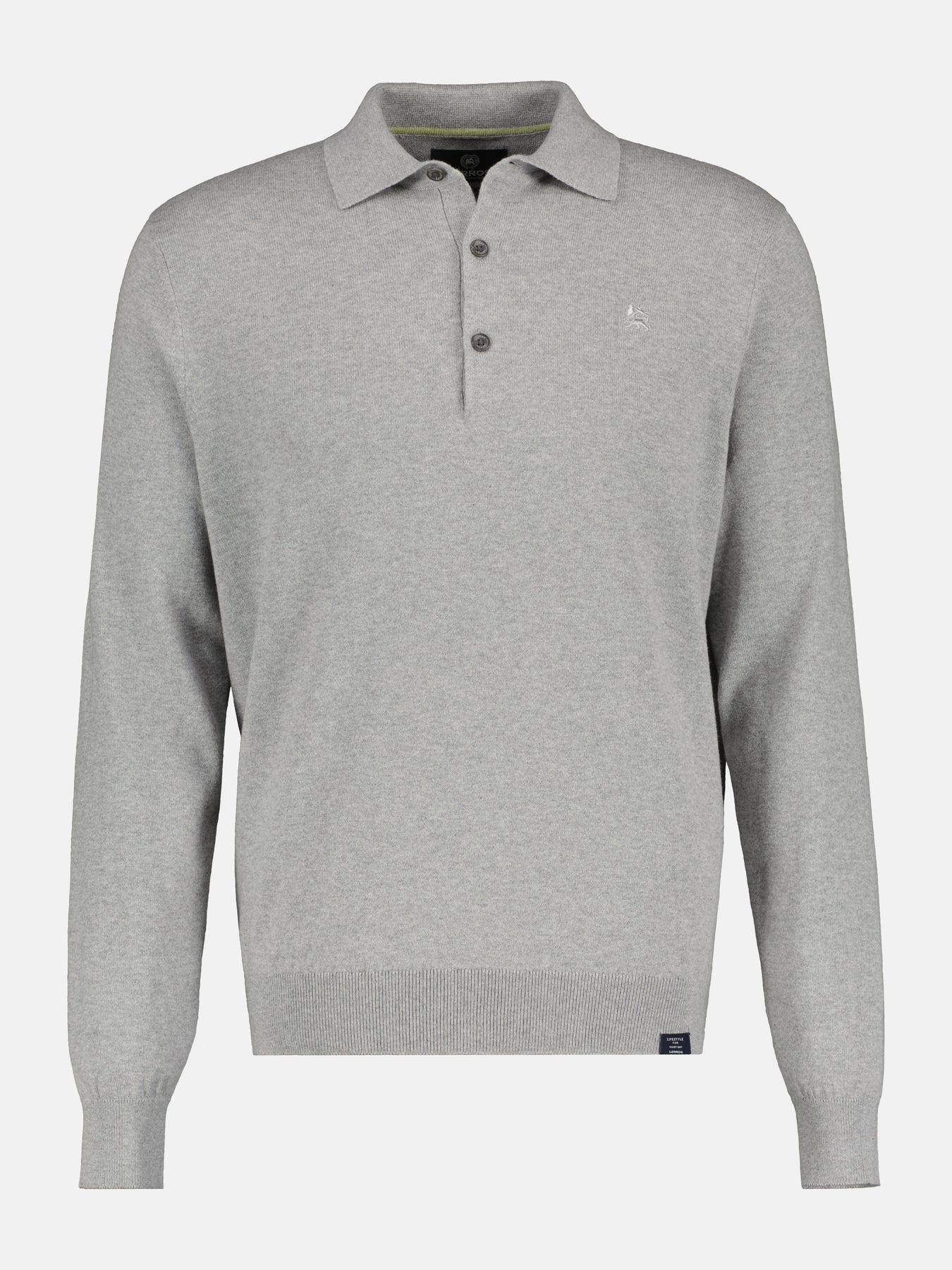 Lerros Gebreide Polo met Wol - Platinum Grey Melange
