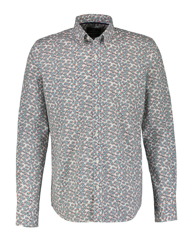 Lerros Print Overhemd met Stretch - White