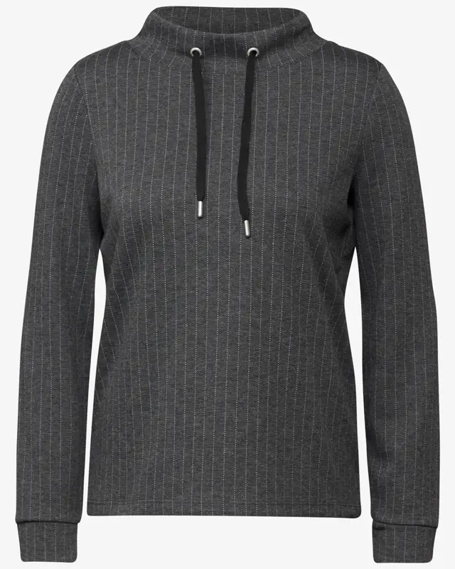 Cecil Shirt in Pinstripe Look - Dark Grey Melange