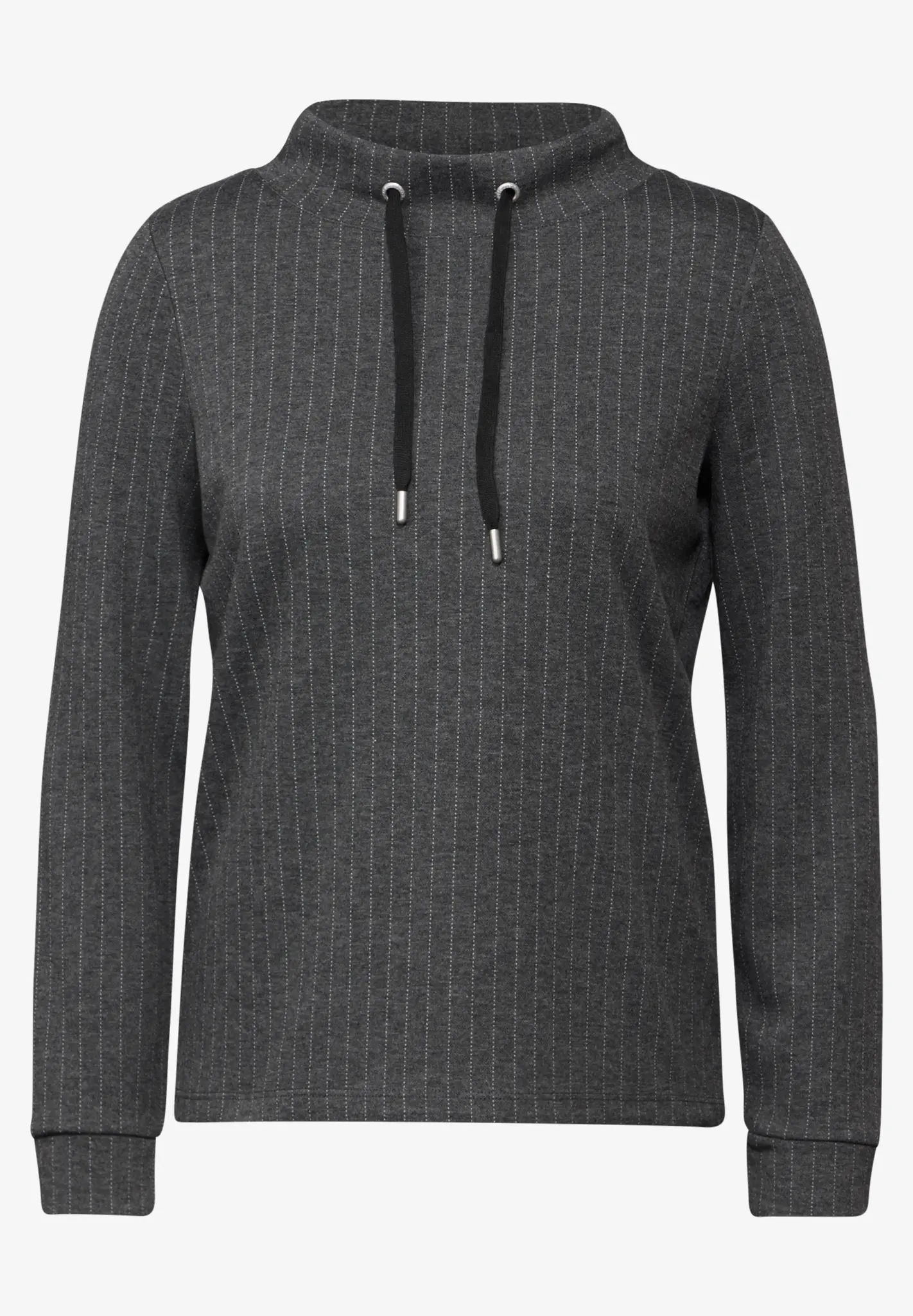 Cecil Shirt in Krijtstreep Look - Dark Grey Melange