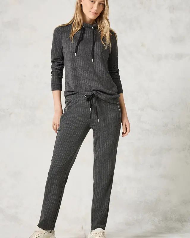 Cecil Shirt in Pinstripe Look - Dark Grey Melange