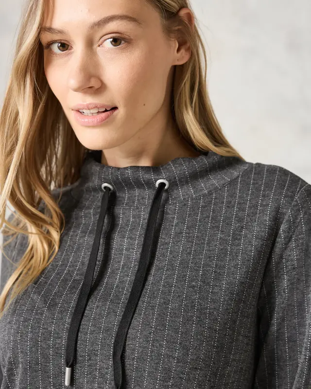 Cecil Shirt in Pinstripe Look - Dark Grey Melange