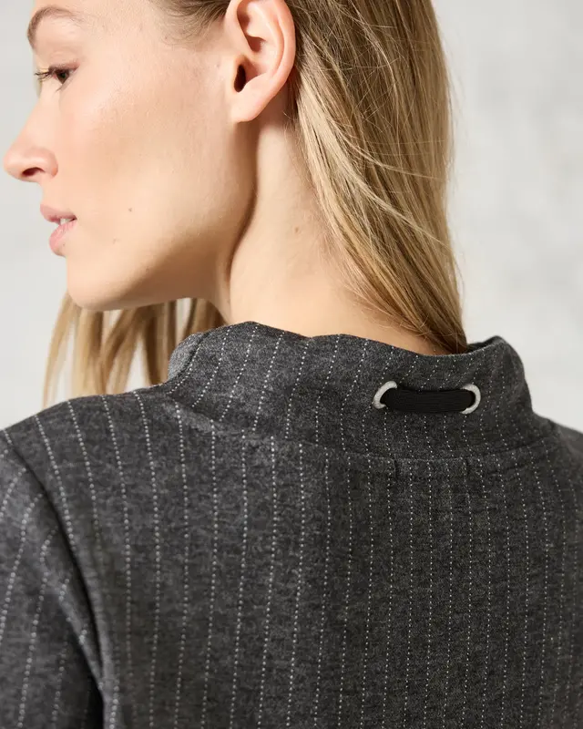 Cecil Shirt in Pinstripe Look - Dark Grey Melange