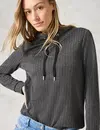 Cecil Shirt in Pinstripe Look - Dark Grey Melange