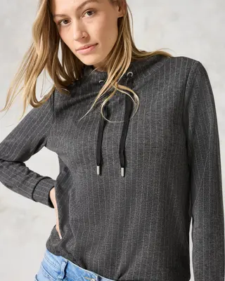 Cecil Shirt in Pinstripe Look - Dark Grey Melange