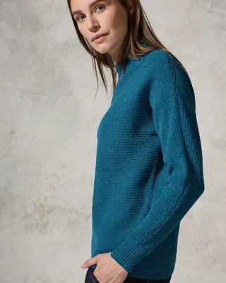 Cecil Chenille Dolman Pullover - Celestial Aqua Blue