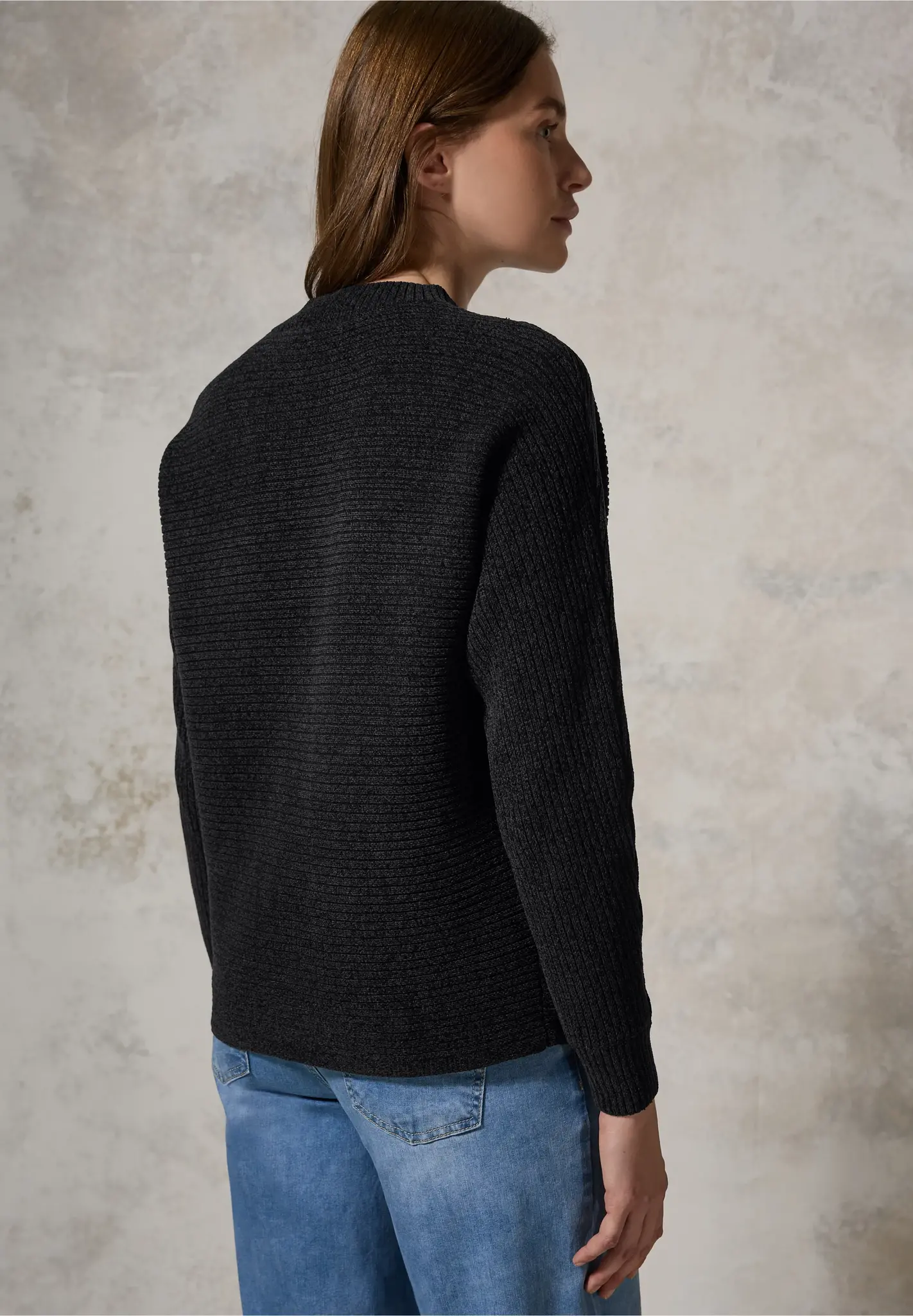 Cecil Chenille Dolman Pullover - Deep Charcoal Grey