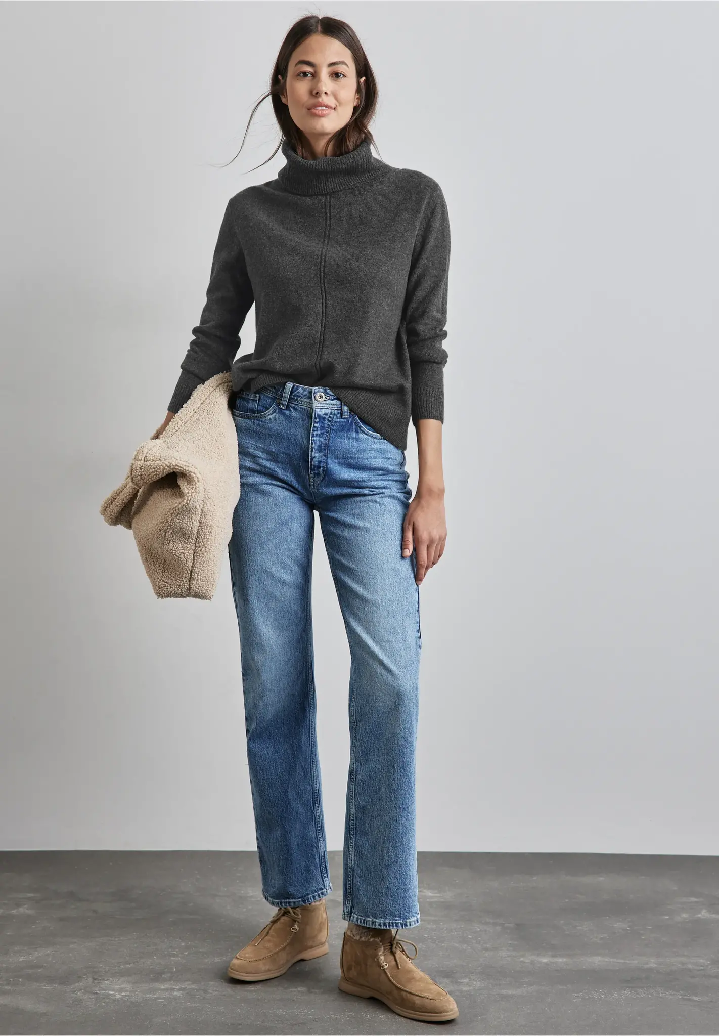 Street One Turtleneck Jumper - Gravel Grey Melange