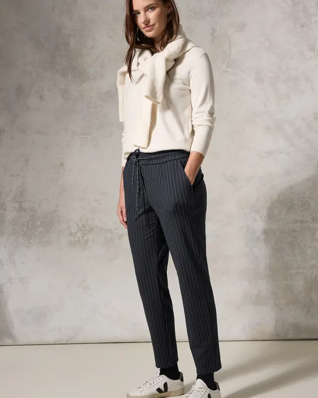 Cecil Gestreepte Broek Tracey - Deep Charcoal Grey