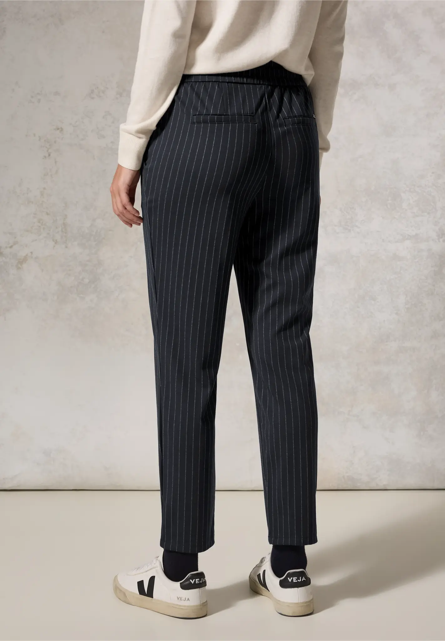 Cecil Striped Pants Tracey - Deep Charcoal Grey