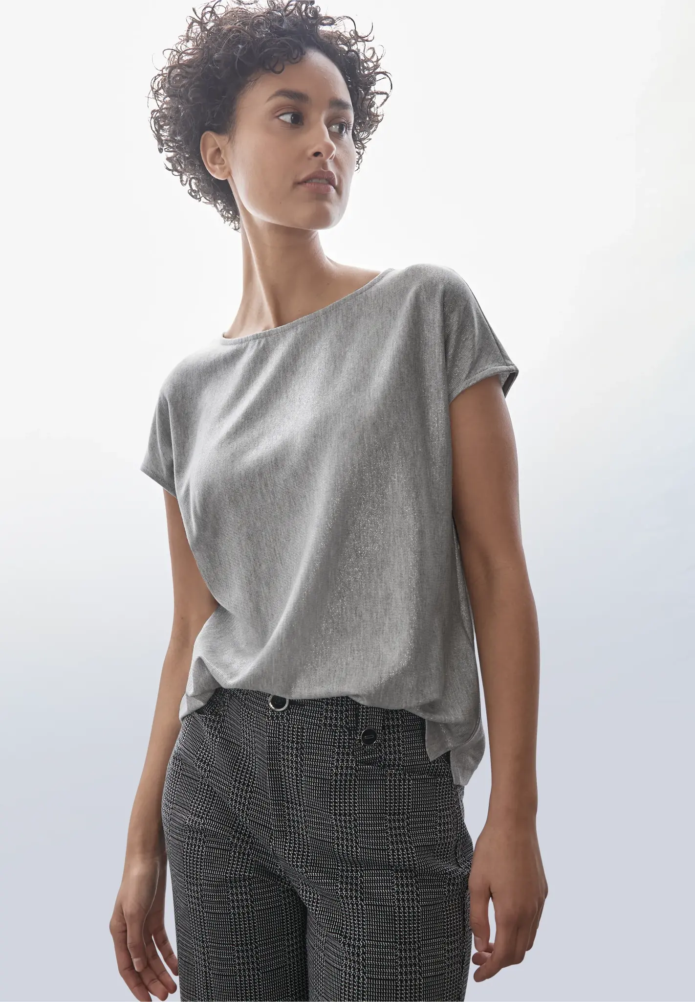 Street One Shimmering Shirt - Heather Grey Melange