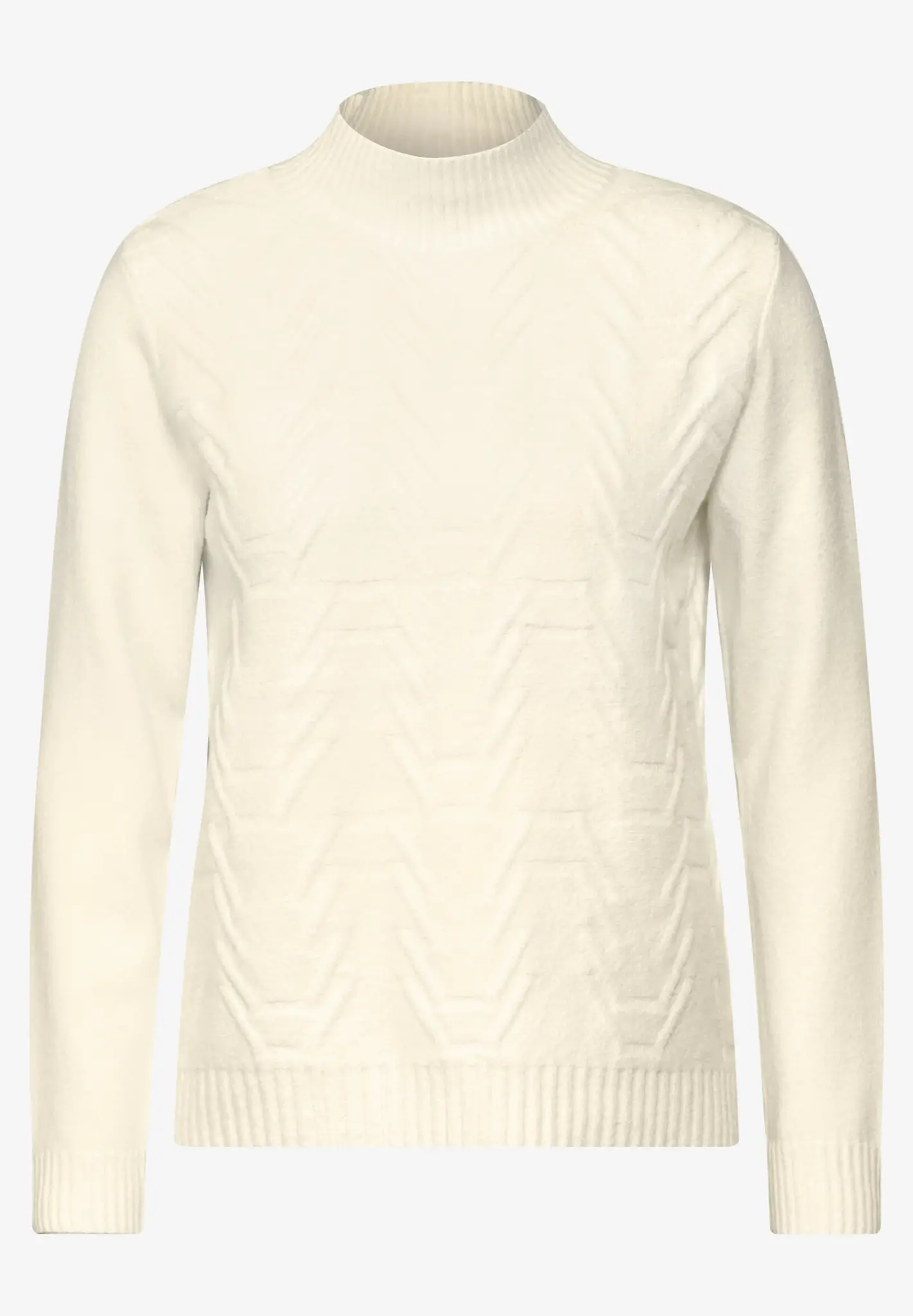 Cecil Jaquard Pullover in Unifarbe - Birch White
