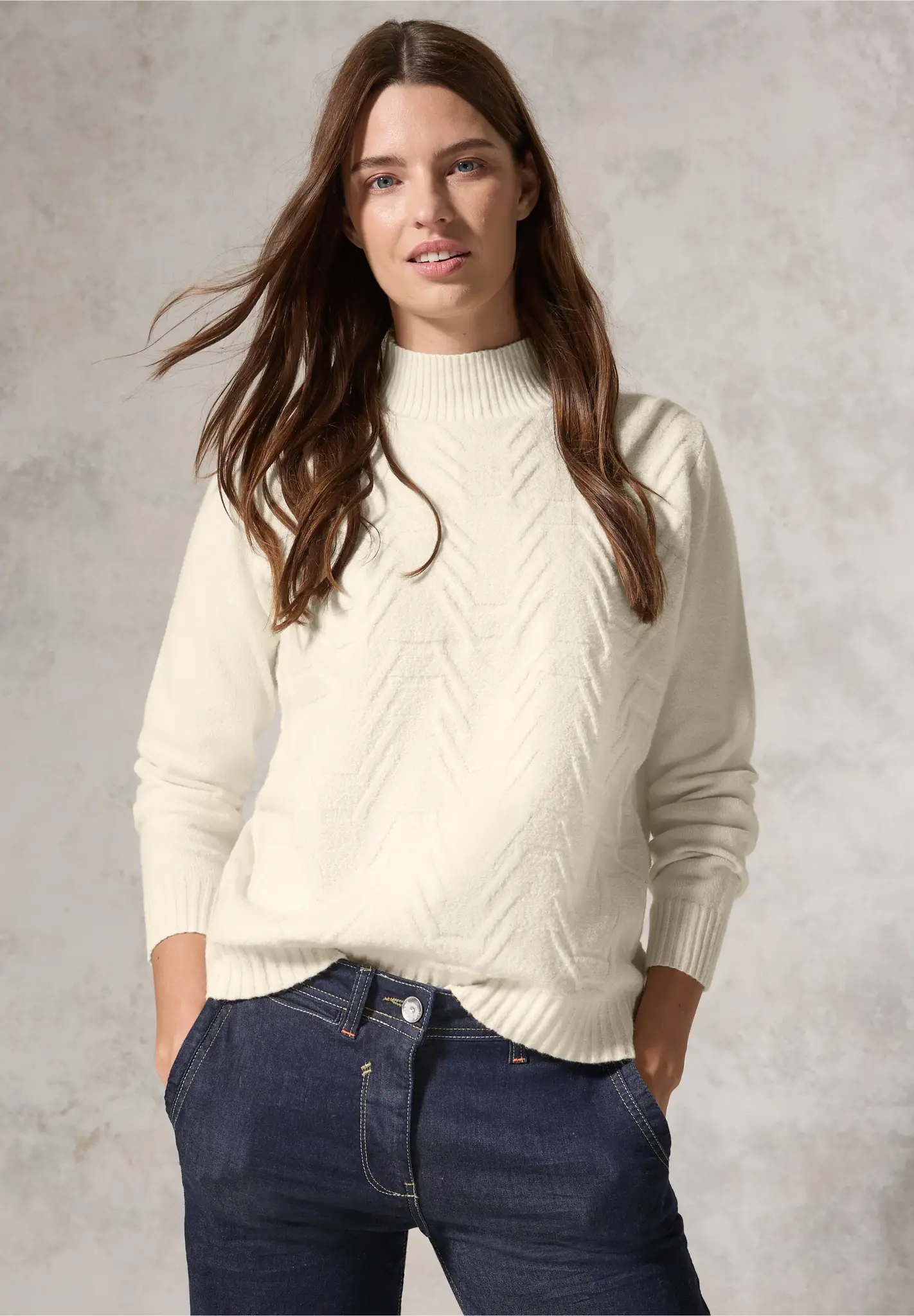 Cecil Jacquard Jumper - Birch White