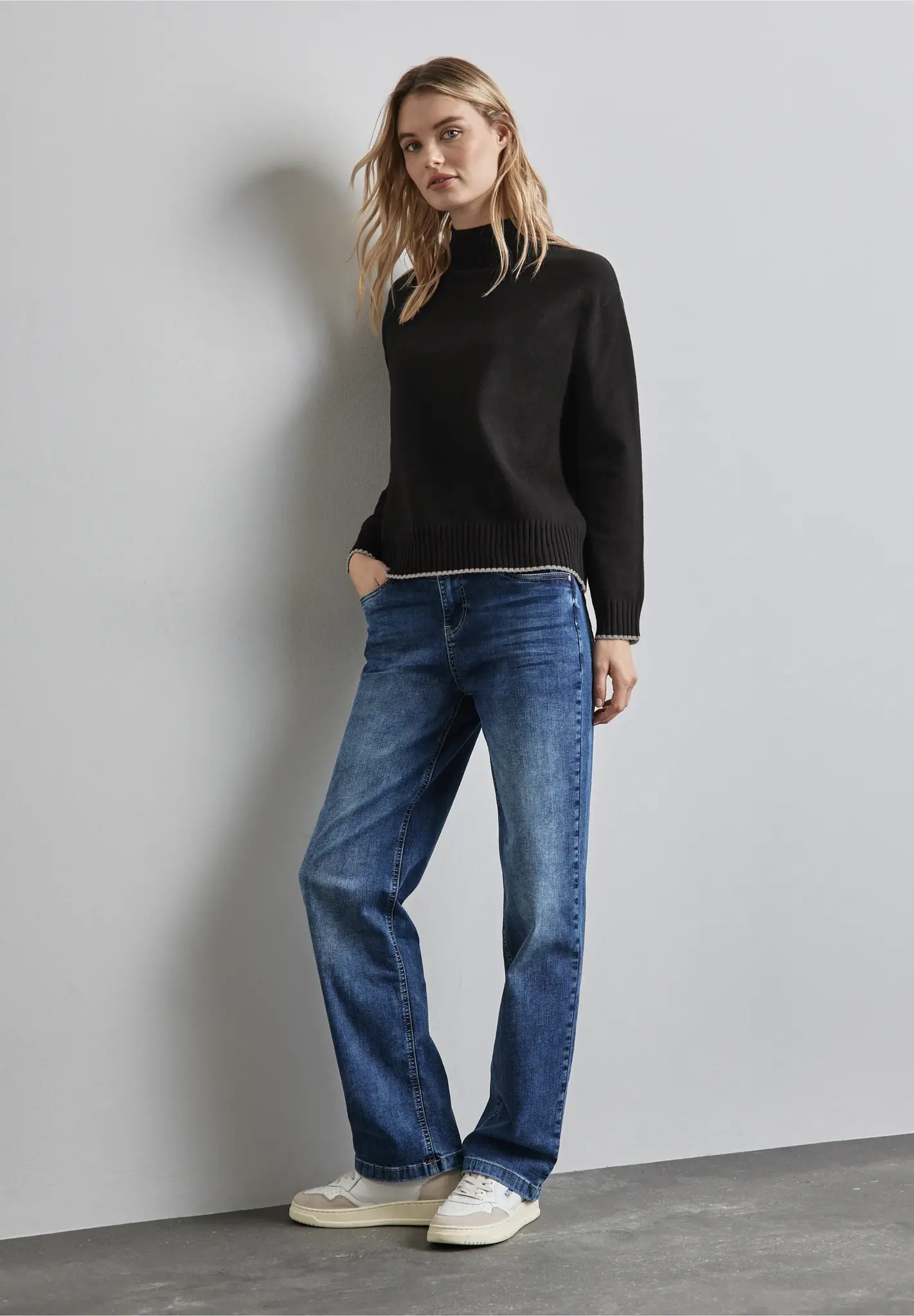 Street One Pullover mit Stehkragen - Black