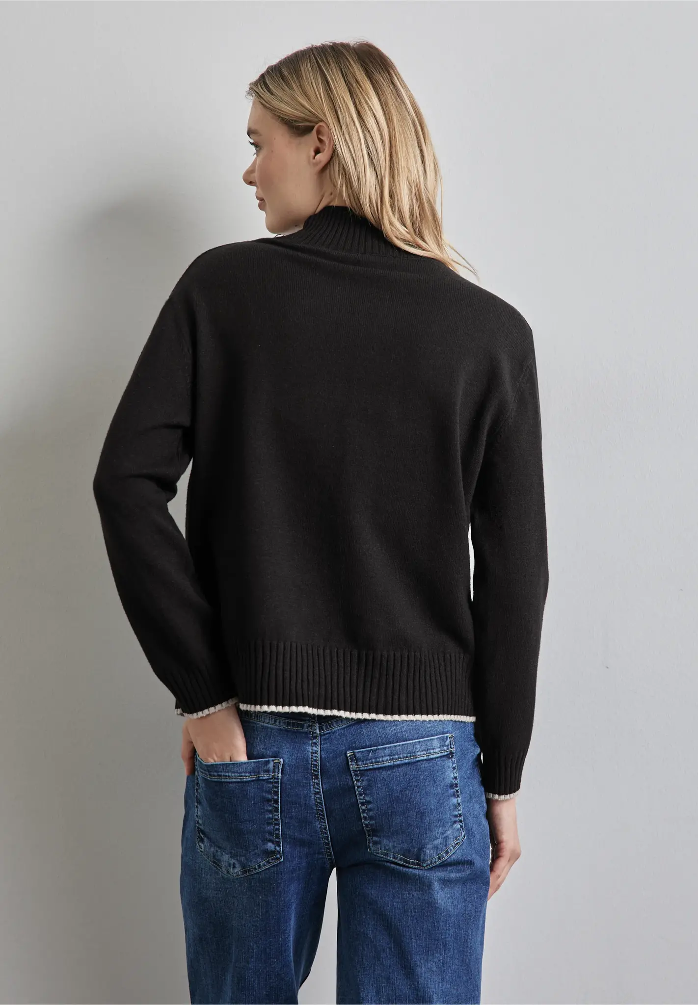 Street One Pullover mit Stehkragen - Black