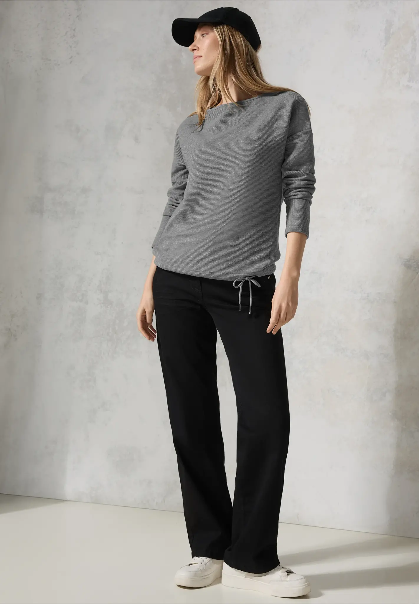 Cecil Glitterend Ottoman Shirt - Platinum Grey Melange