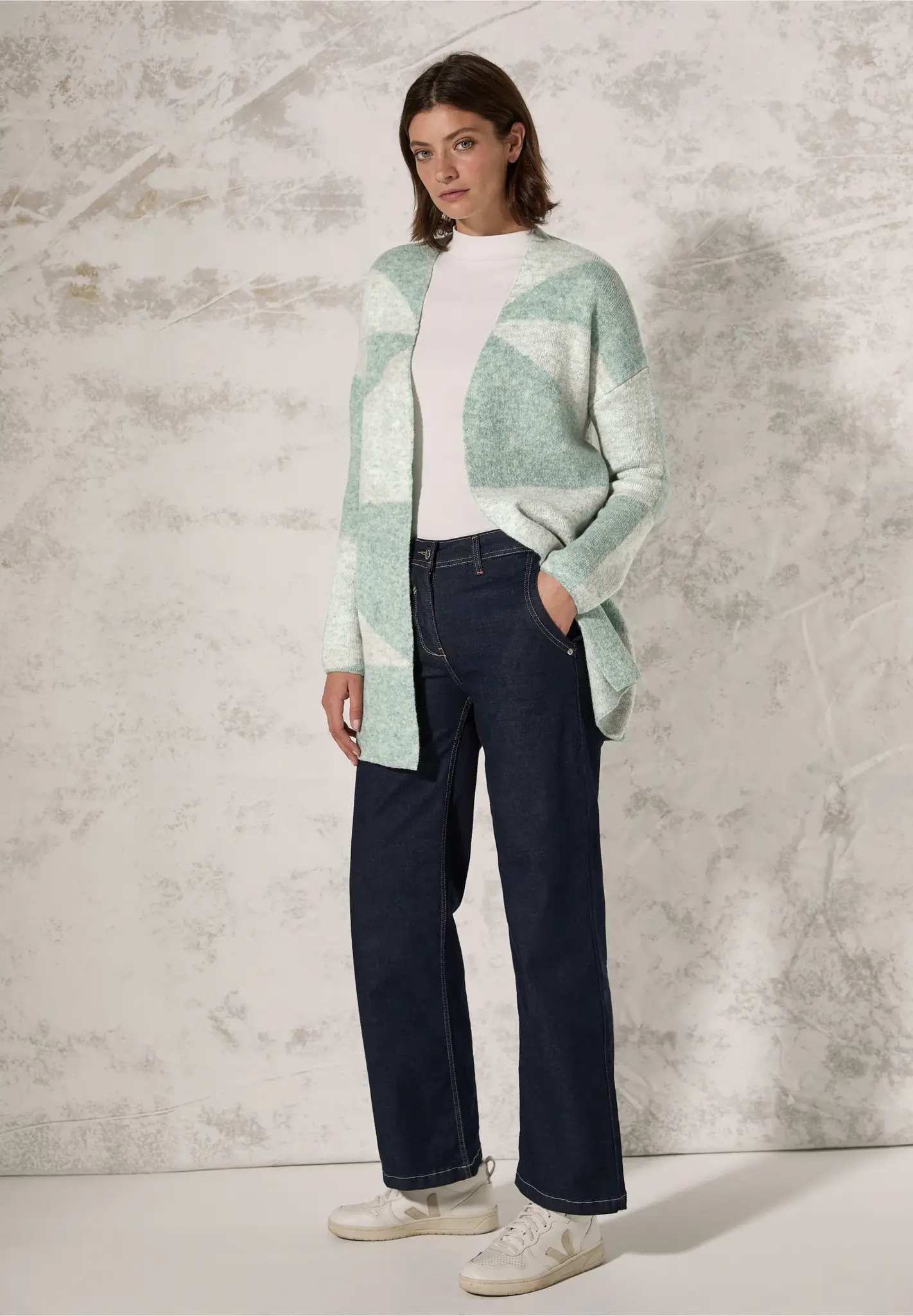 Cecil Vest met Patroon - Glaced Green Melange