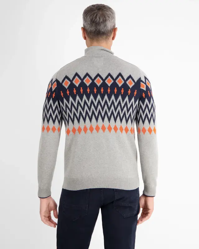 Lerros Troyer met Noorse Print - Platinum Grey Melange