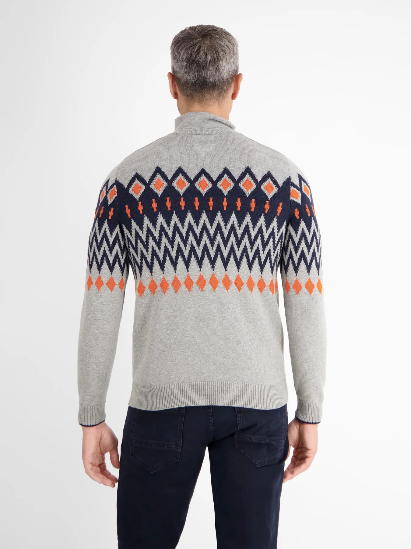 Lerros Troyer met Noorse Print - Platinum Grey Melange