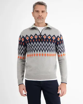 Lerros Troyer in Norweger-Design - Platinum Grey Melange