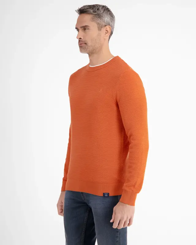 Lerros Trui met Ronde Hals - Spicy Orange