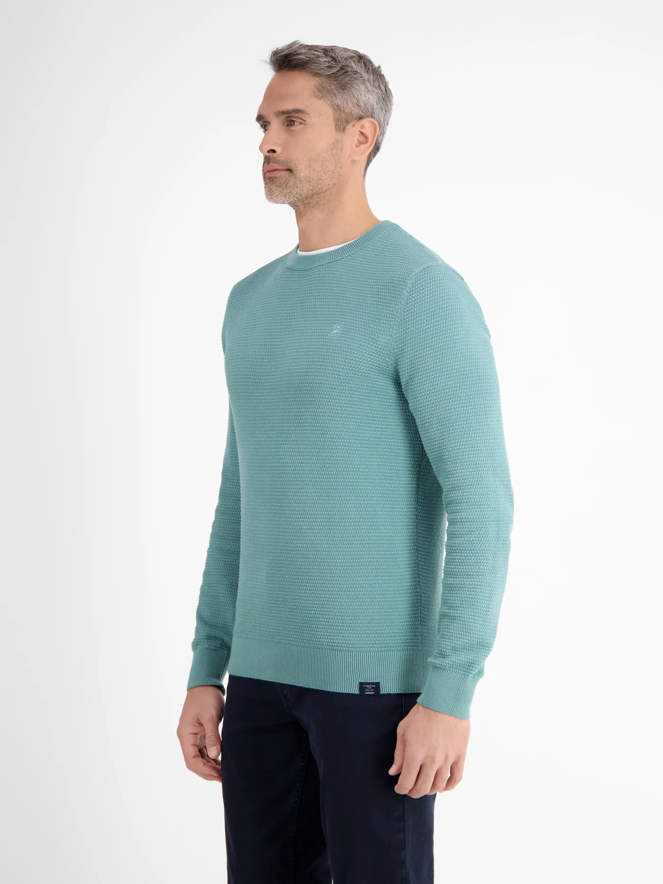 Lerros Trui met Ronde Hals - Mineral Blue