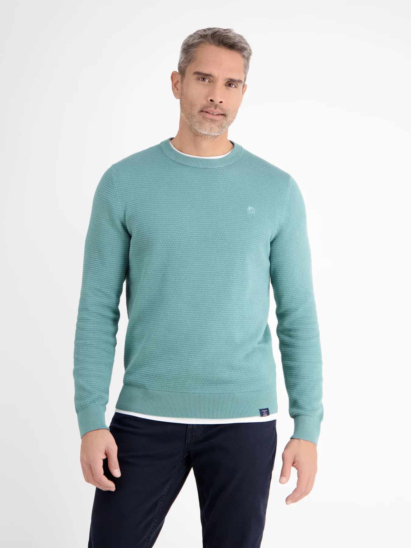 Lerros Trui met Ronde Hals - Mineral Blue